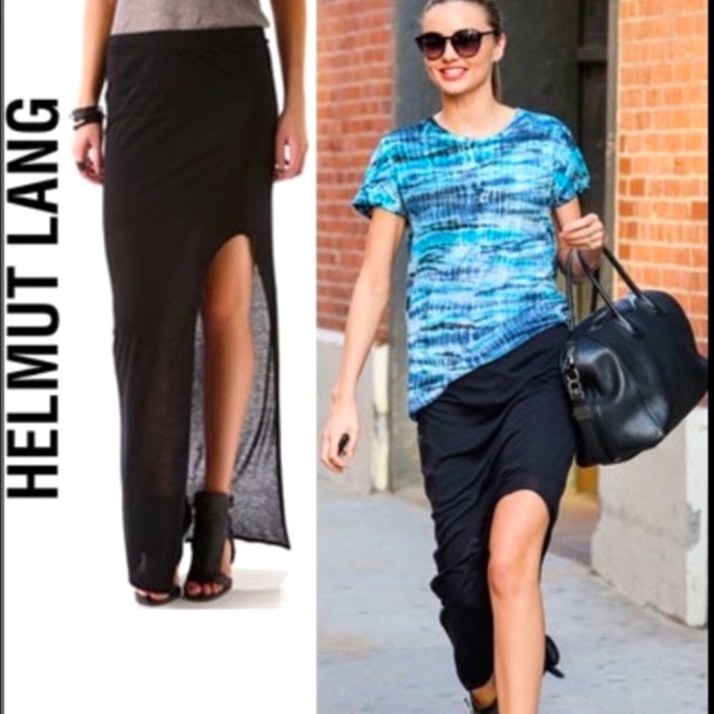 Helmut Lang Kinetic Jersey Side Slit Maxi Skirt